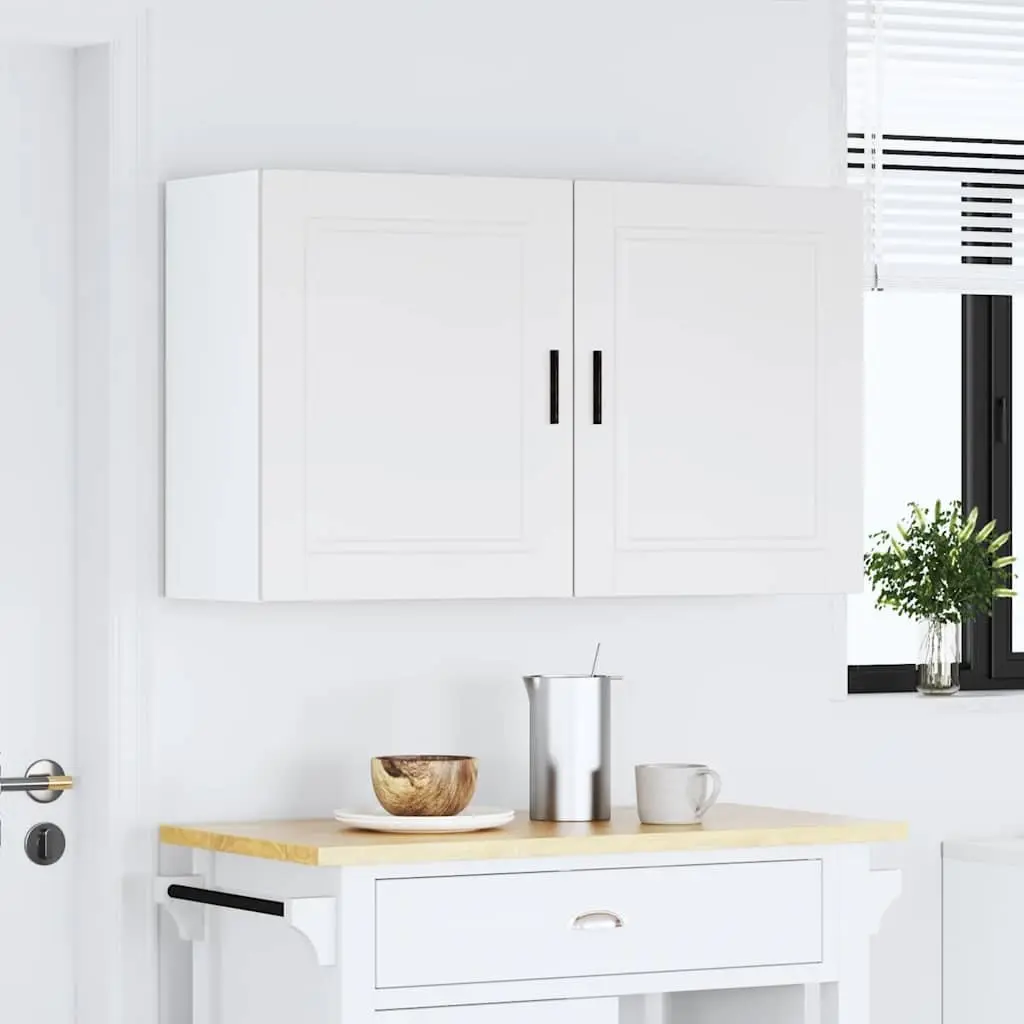 Kitchen Cabinets Wall Mounted 2 Piece White Engineered Wood Storage Cupboards