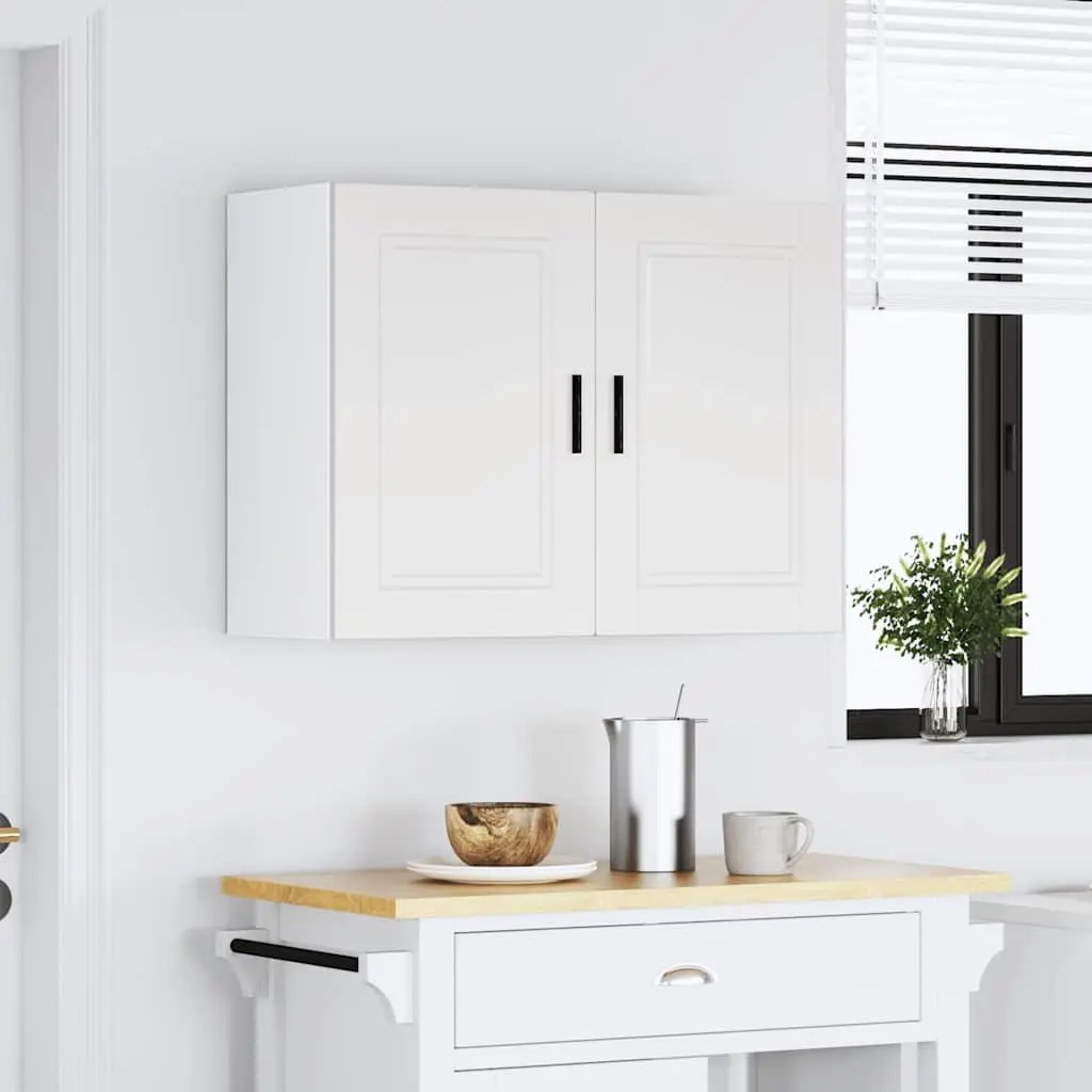 Kitchen Wall Cabinet White Engineered Wood Storage Cupboard Organiser Shelving