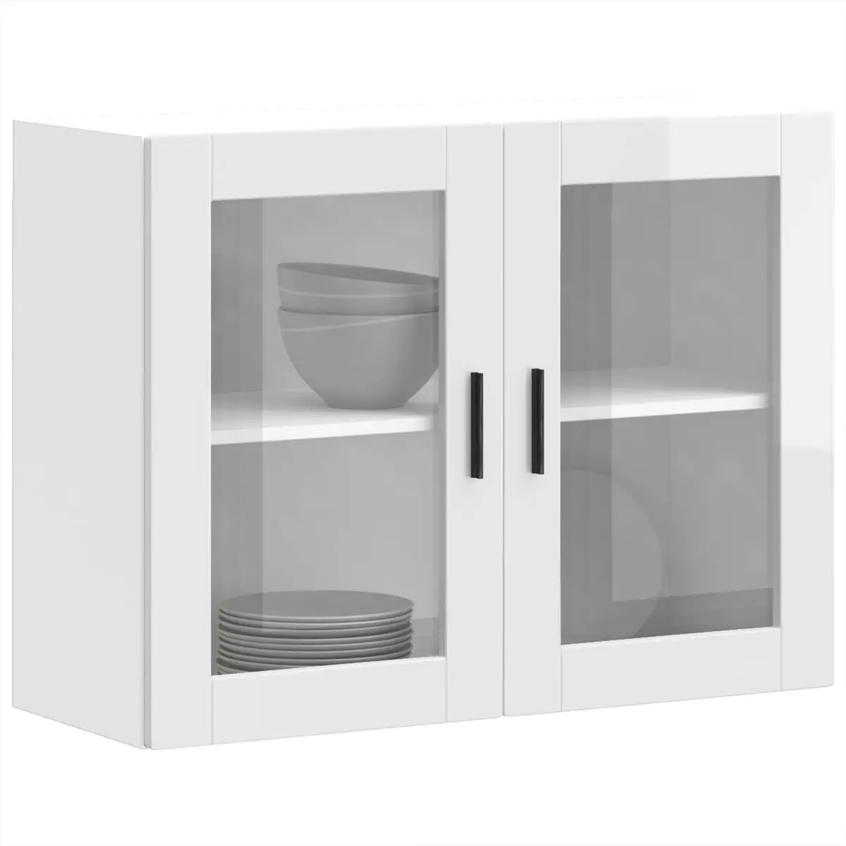 Wall-Mounted Kitchen Cabinet White High Gloss with Glass Door for Organizing Kitchen Space