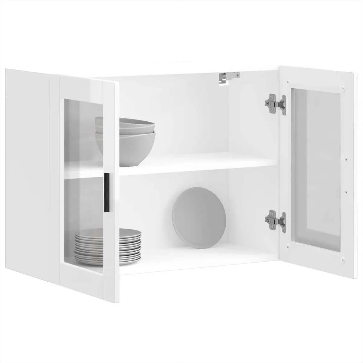 Wall-Mounted Kitchen Cabinet White High Gloss with Glass Door for Organizing Kitchen Space