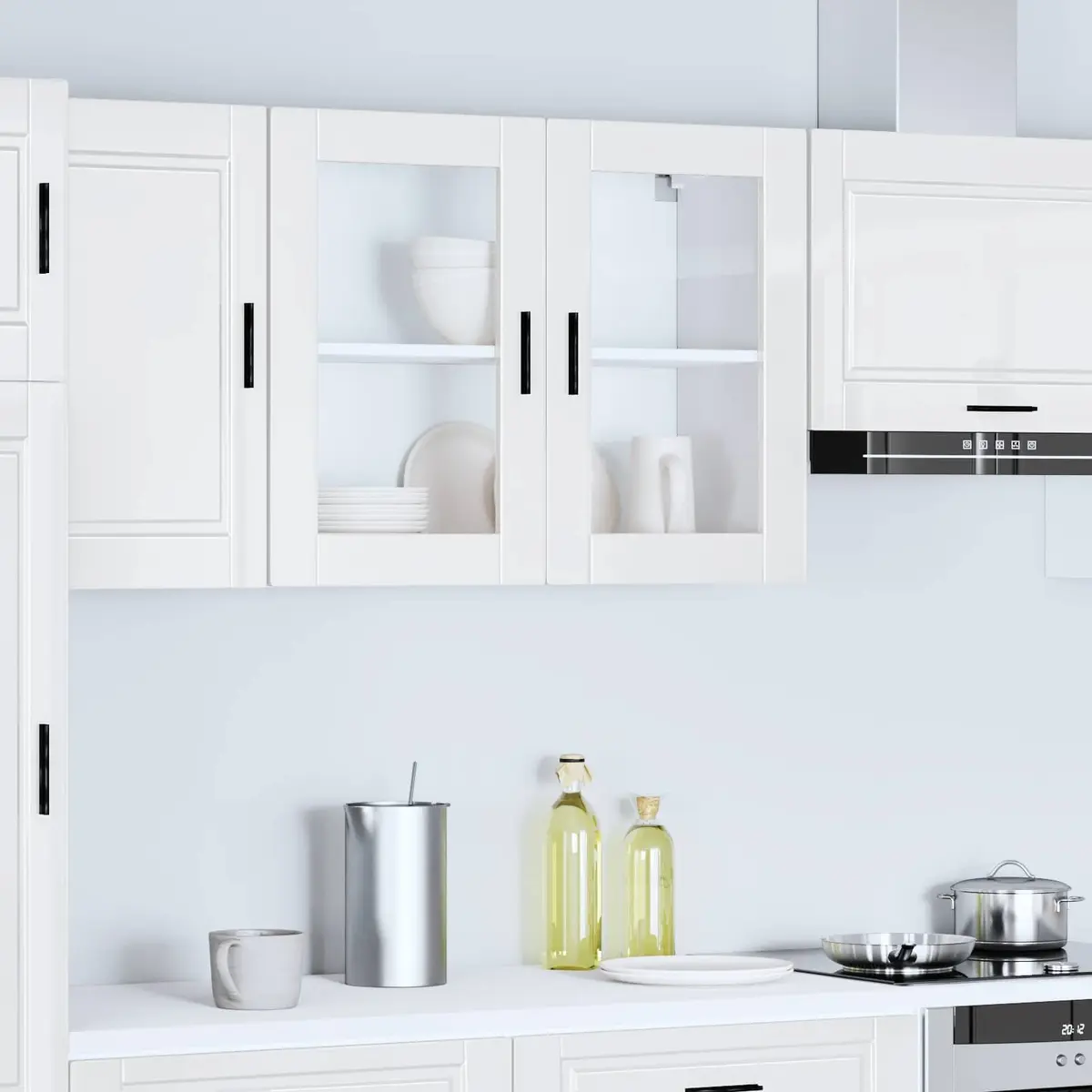 Wall-Mounted Kitchen Cabinet White High Gloss with Glass Door for Organizing Kitchen Space