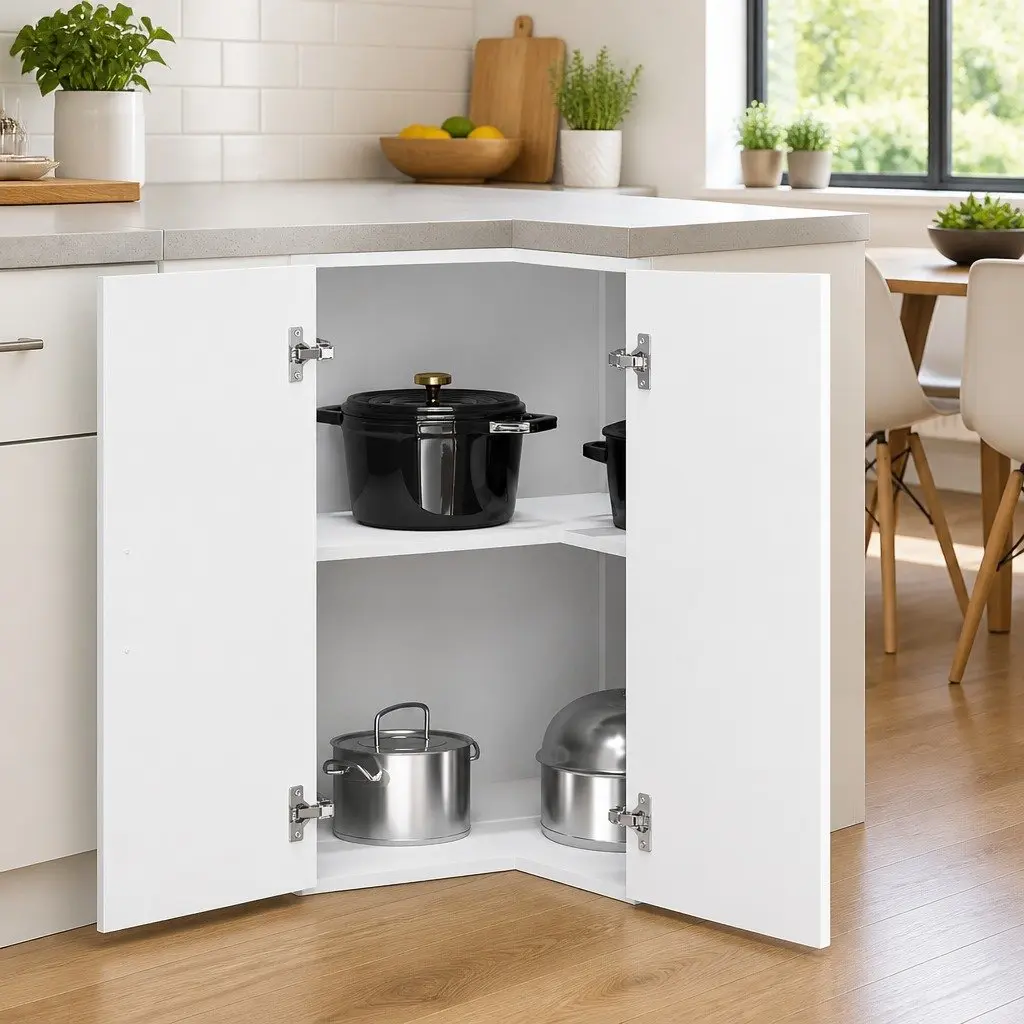 Kitchen Wall Corner Cabinet in White with Engineered Wood