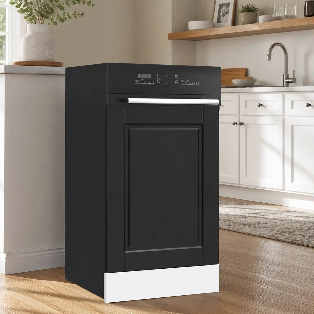 Dishwasher Panel Black Kitchen Cabinet Front Cover Engineered Wood 45x57cm
