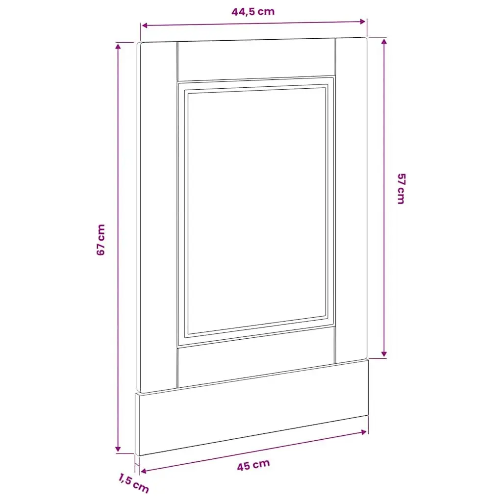 Dishwasher Panel Black Kitchen Cabinet Front Cover Engineered Wood 45x57cm