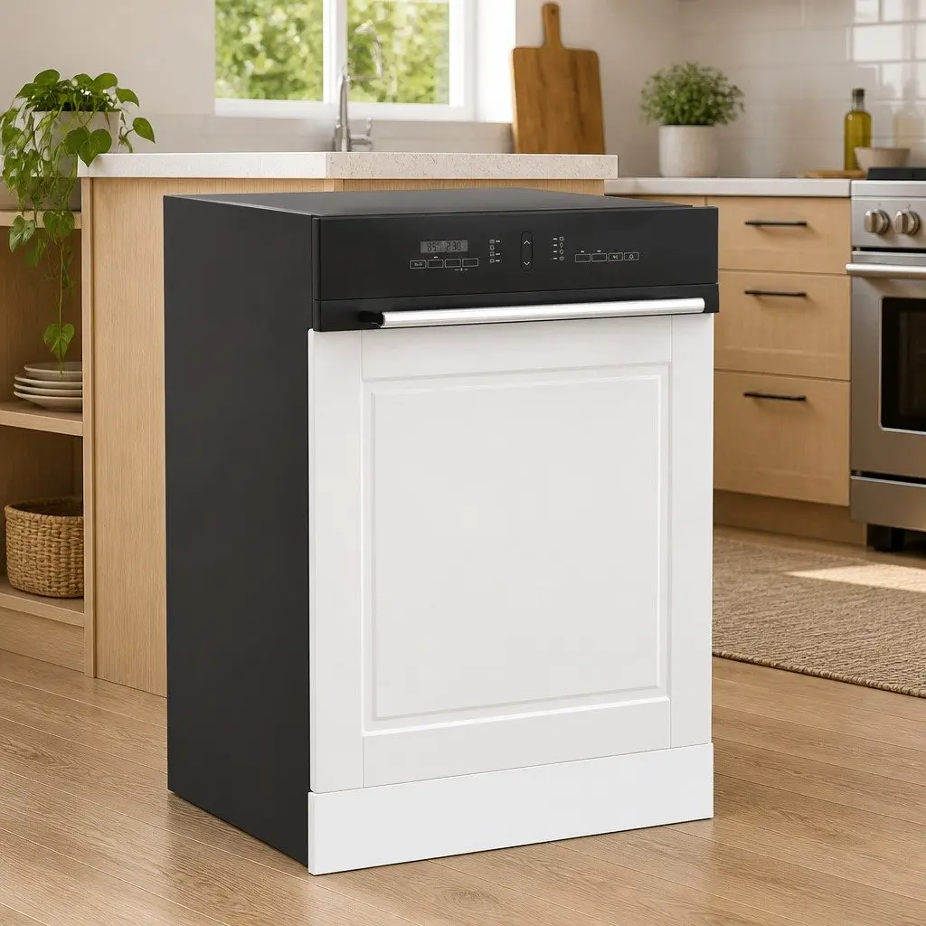 Dishwasher Cover Panel Engineered Wood White 60x1.5x57cm Kitchen Front Decor