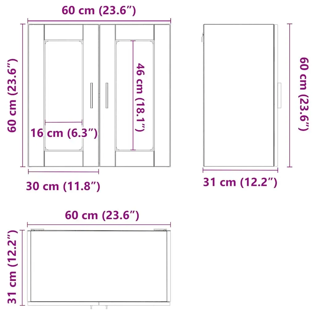 Kitchen Cabinet Wall-Mounted White Glass Door Storage Organiser