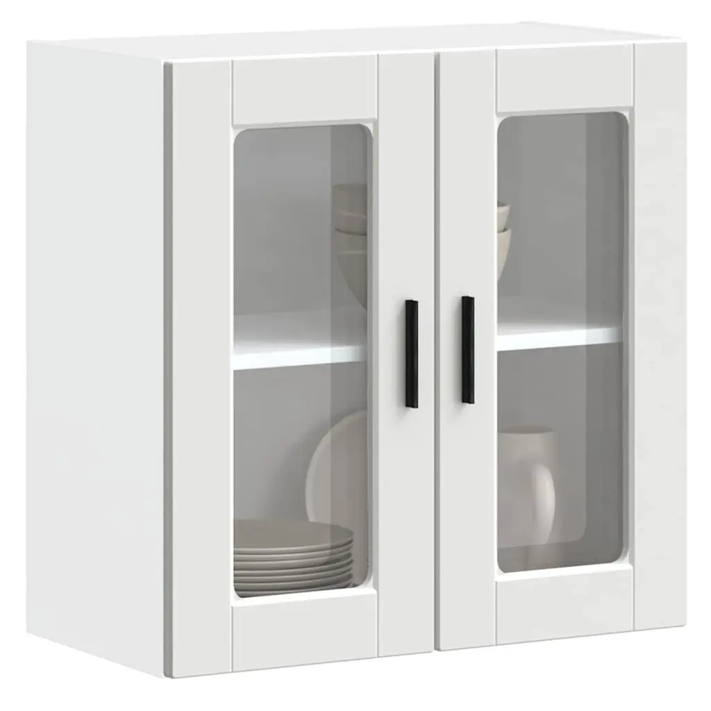 Kitchen Cabinet Wall-Mounted White Glass Door Storage Organiser