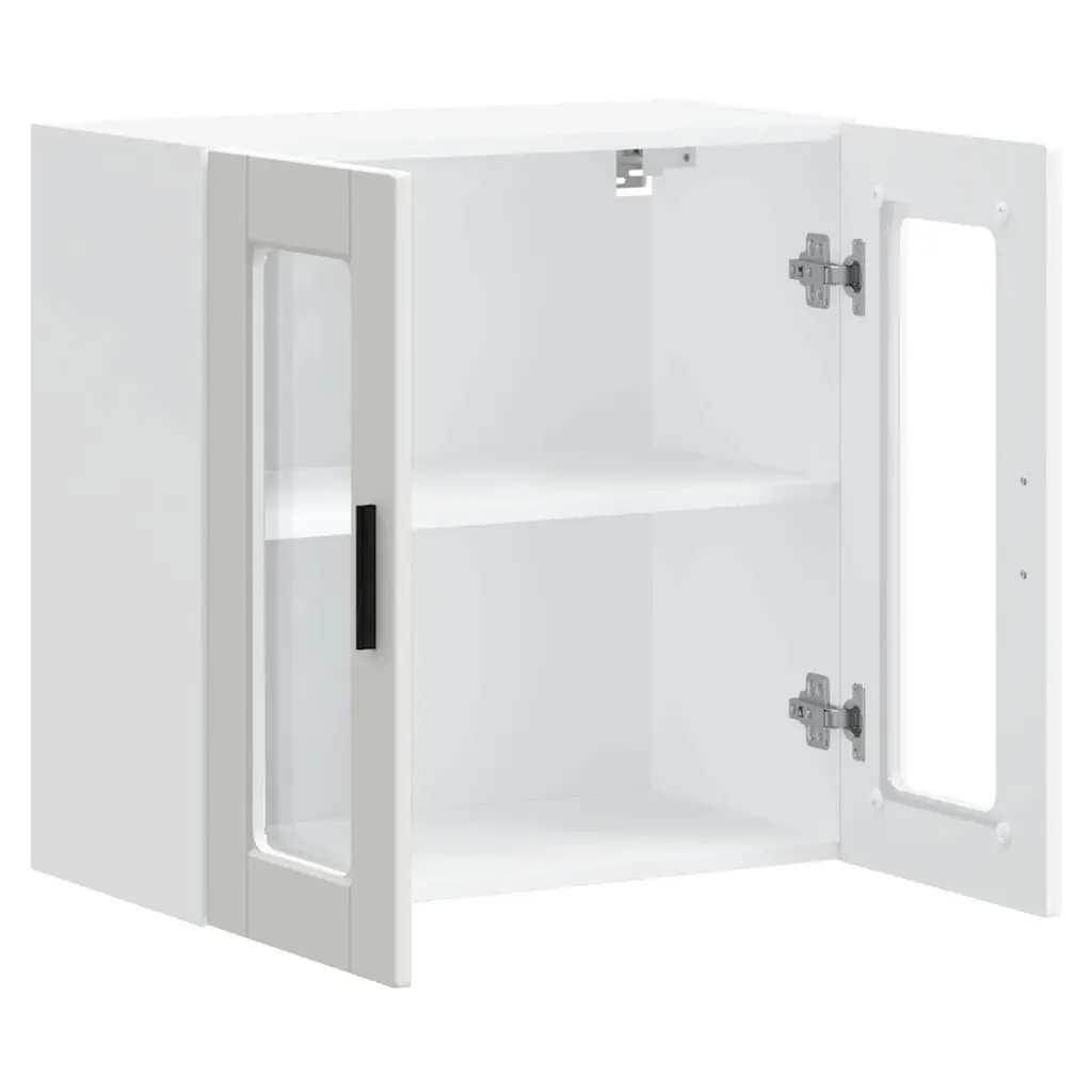 Kitchen Cabinet Wall-Mounted White Glass Door Storage Organiser