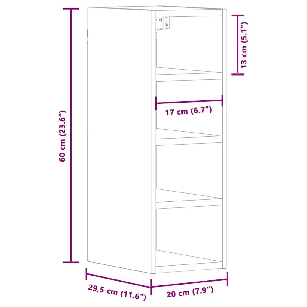 Wall-Mounted Kitchen Storage Cabinet Engineered Wood White 20x29.5x60cm