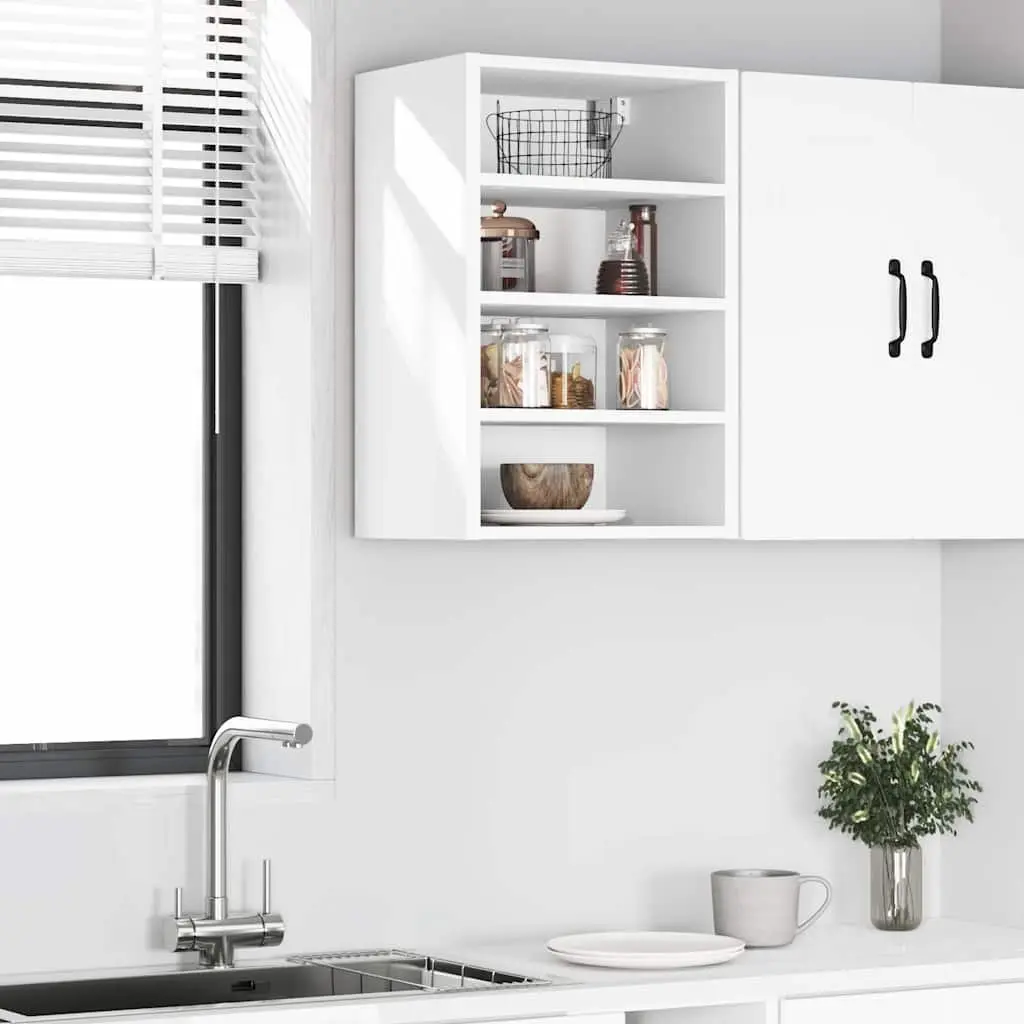 Wall-Mounted Hanging Cabinet for Kitchen Storage Engineered Wood White 40x29.5x60cm