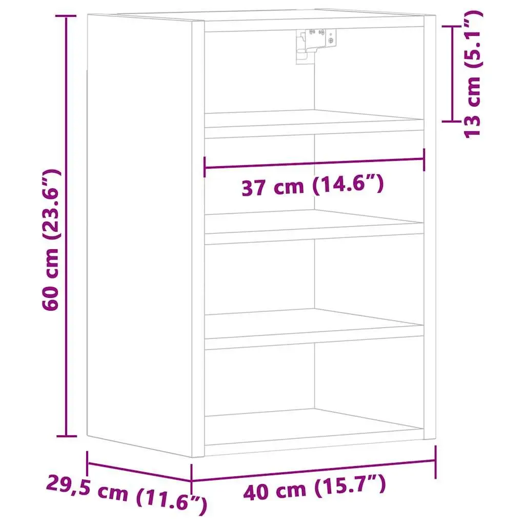 Wall-Mounted Hanging Cabinet for Kitchen Storage Engineered Wood White 40x29.5x60cm