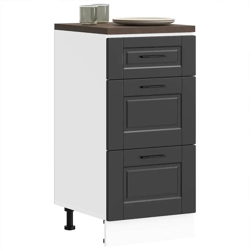 Black Engineered Wood Kitchen Cabinet
