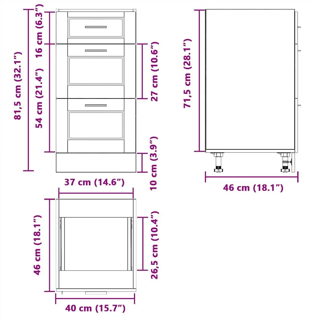 Black Engineered Wood Kitchen Cabinet