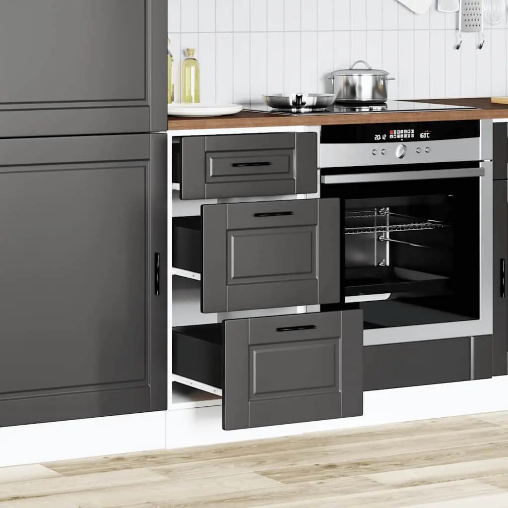 Black Engineered Wood Kitchen Cabinet