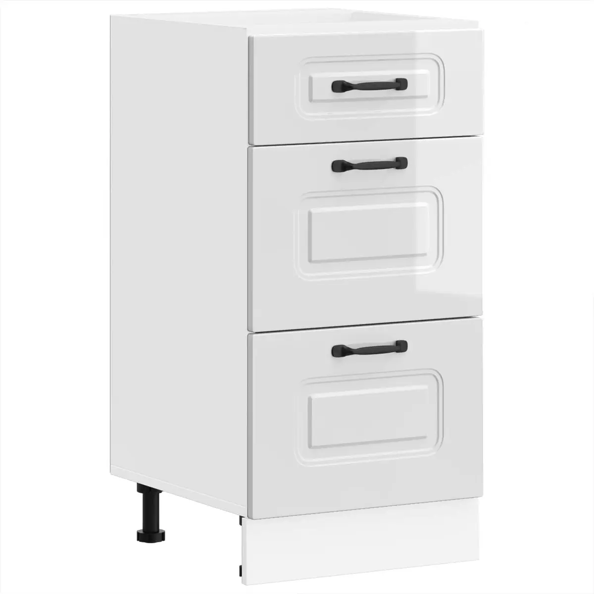 High Gloss White Engineered Wood Kitchen Storage Cabinet Base Size Adjustable
