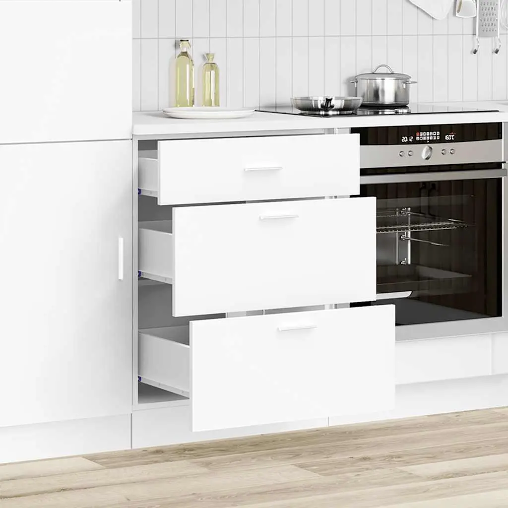 White Engineered Wood Kitchen Base Cabinet