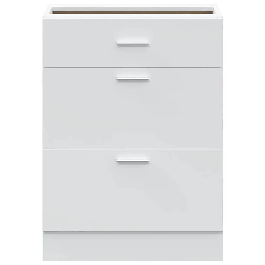 White Engineered Wood Kitchen Base Cabinet