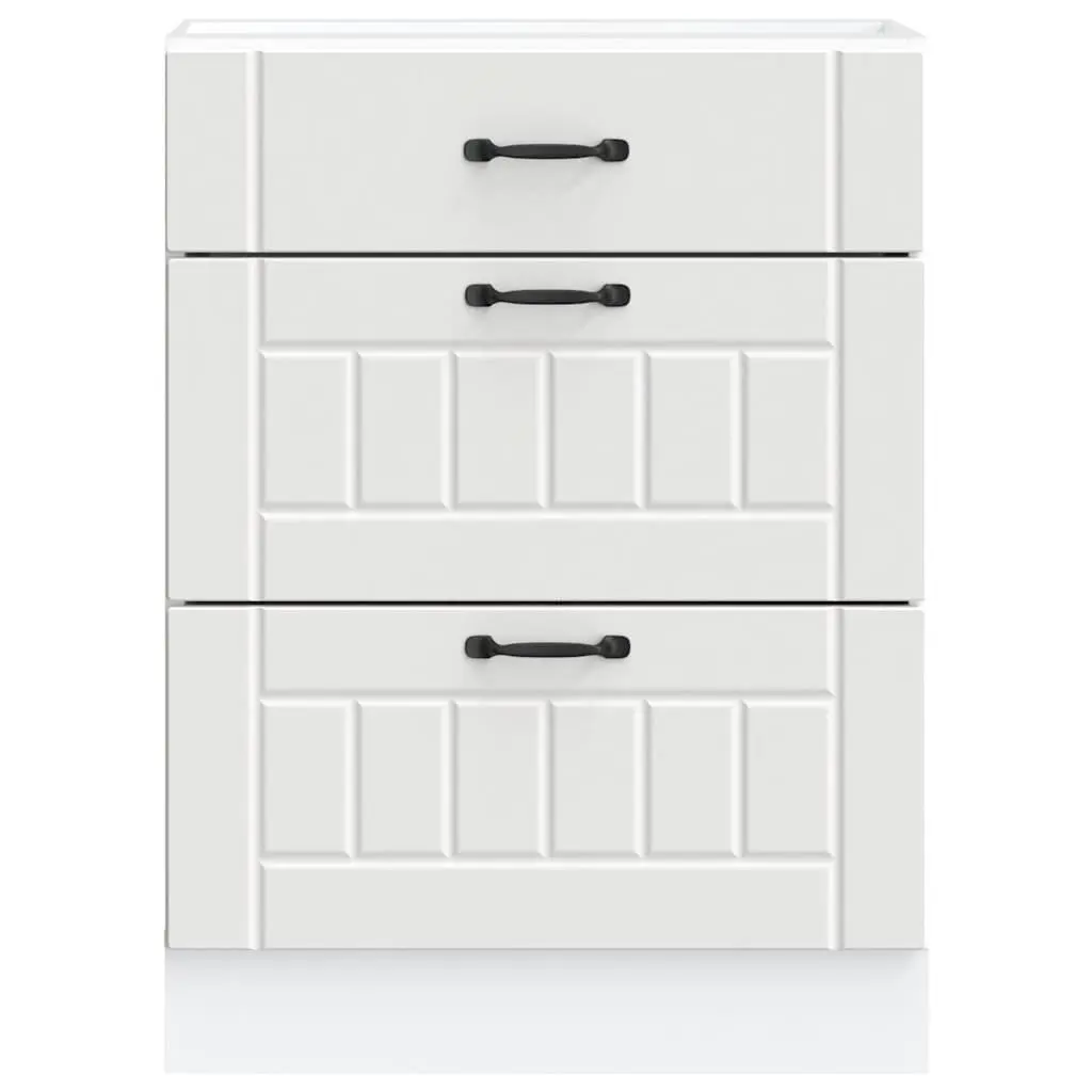 Kitchen Base Cabinet White Engineered Wood Storage Cupboard Adjustable Feet