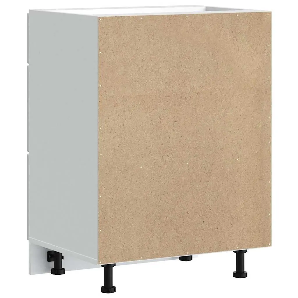 Kitchen Base Cabinet White Engineered Wood Storage Cupboard Adjustable Feet