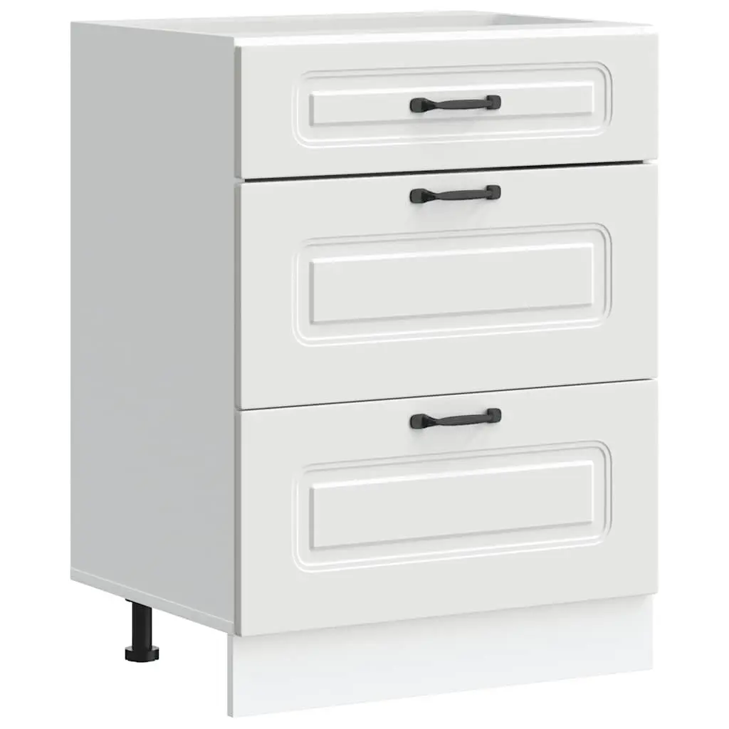 Kitchen Base Cabinet White Storage Cupboard Engineered Wood Adjustable Feet