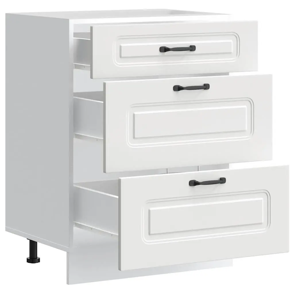 Kitchen Base Cabinet White Storage Cupboard Engineered Wood Adjustable Feet