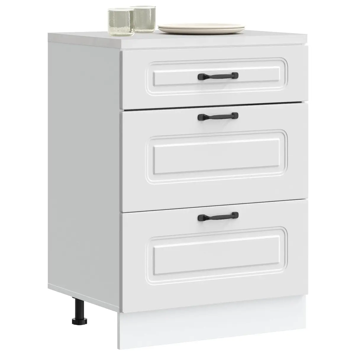 Kitchen Base Cabinet White Storage Cupboard Engineered Wood Adjustable Feet