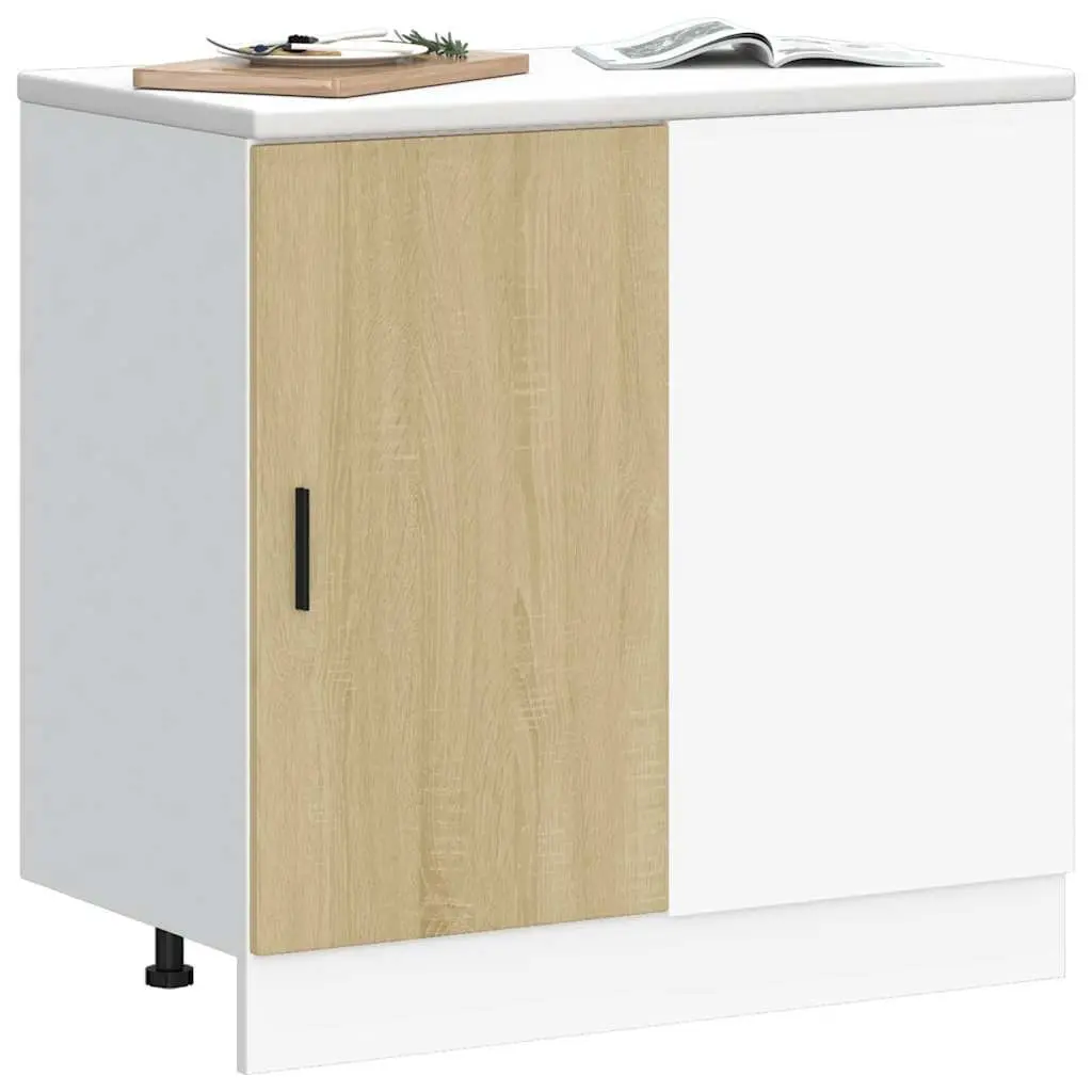 Kitchen Base Cabinet Brown Engineered Wood Storage Cupboard Sink Unit Furniture