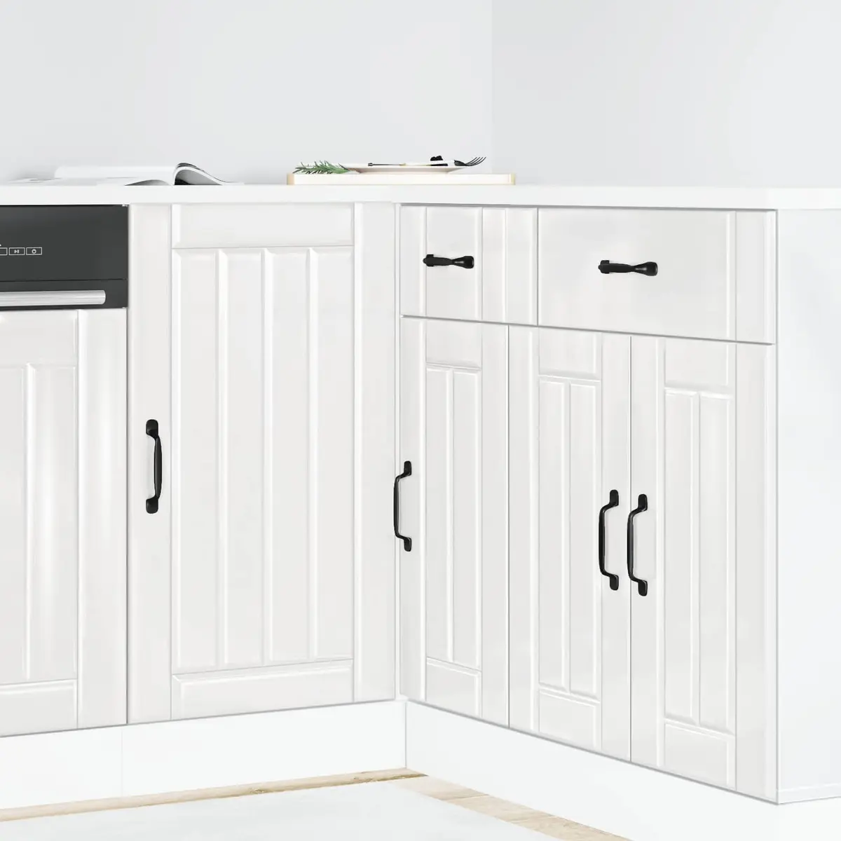 Kitchen Base Cabinet White High Gloss Engineered Wood Storage Furniture Sink