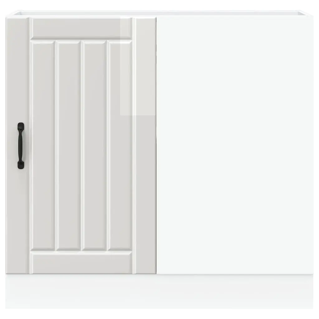 Kitchen Base Cabinet White High Gloss Engineered Wood Storage Furniture Sink