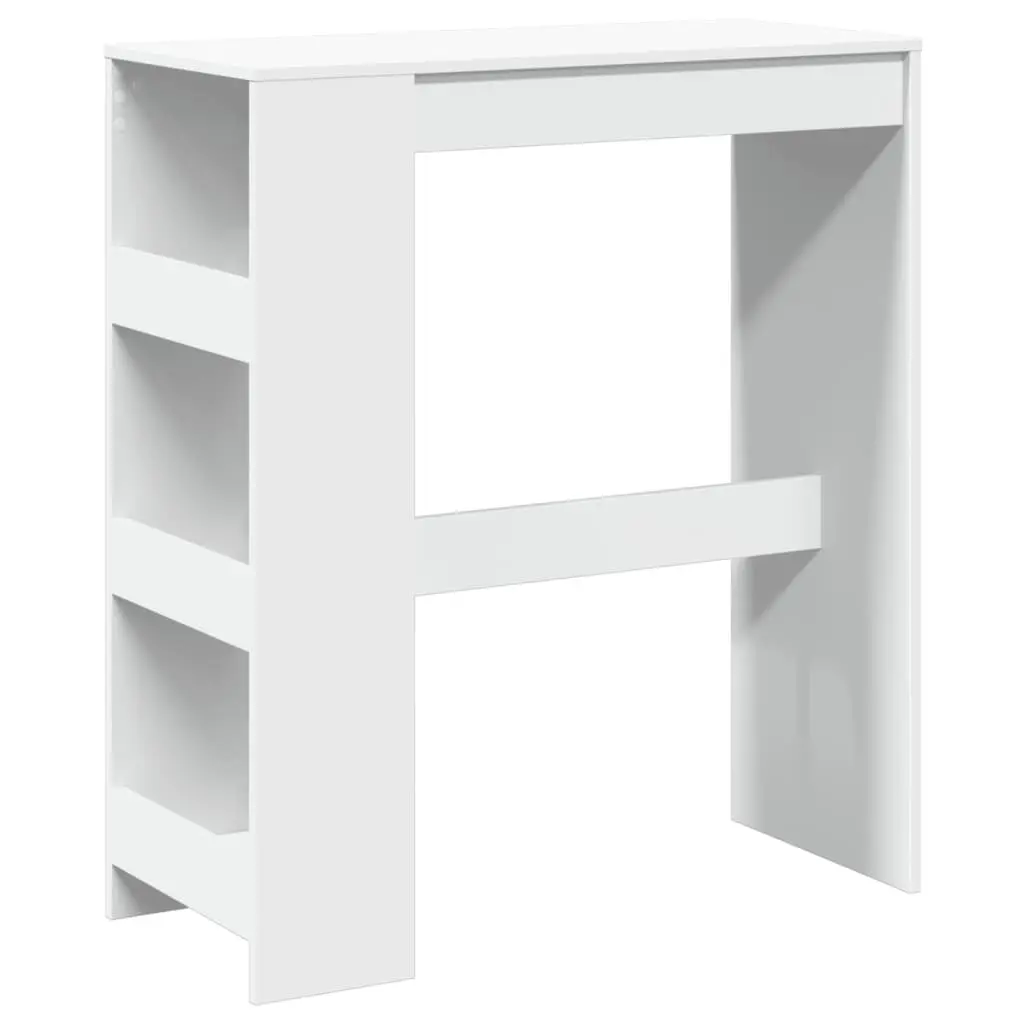 Bar Table with Storage Shelves Kitchen Dining White High Counter Pub Tall