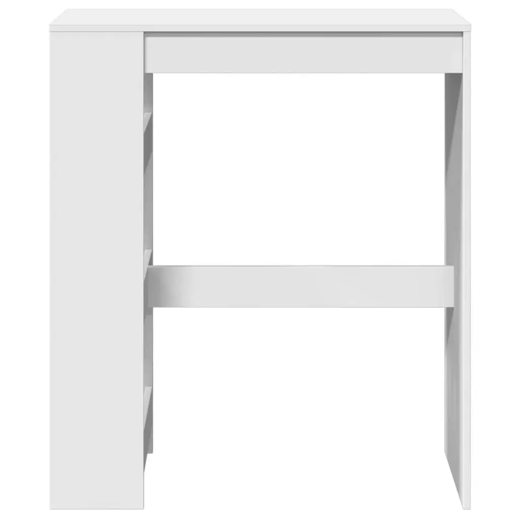 Bar Table with Storage Shelves Kitchen Dining White High Counter Pub Tall