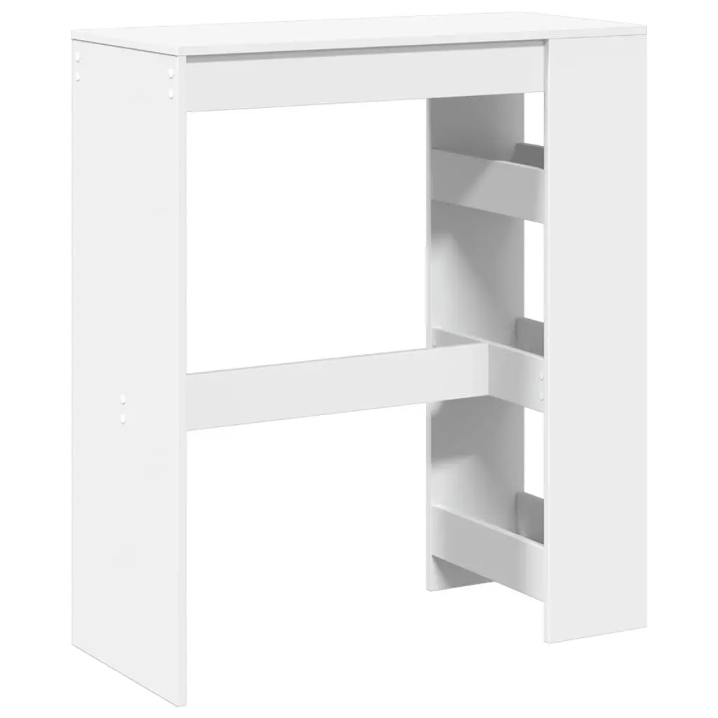 Bar Table with Storage Shelves Kitchen Dining White High Counter Pub Tall