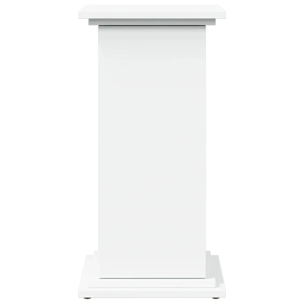 Pillar Display Stand White Storage Cabinet Two-Tier Engineered Wood Plant