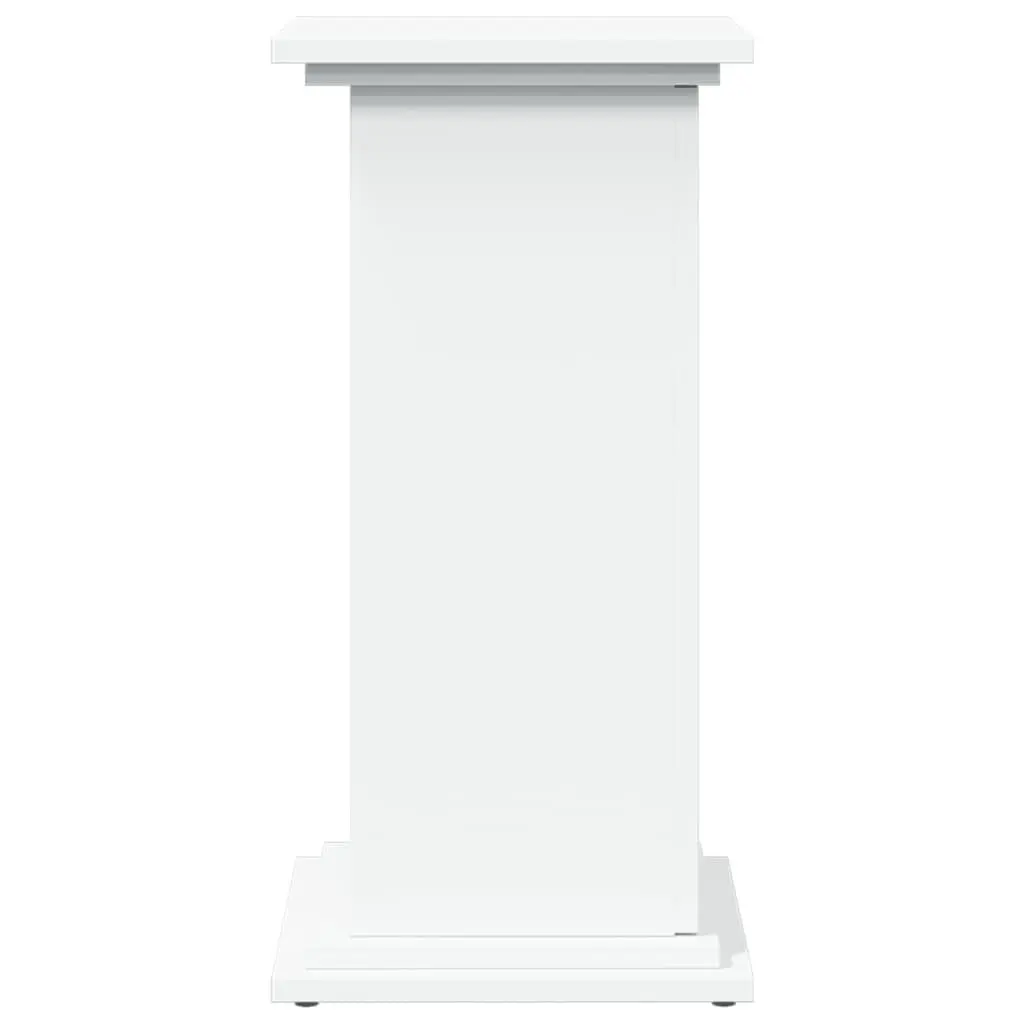 Pillar Display Stand White Storage Cabinet Two-Tier Engineered Wood Plant