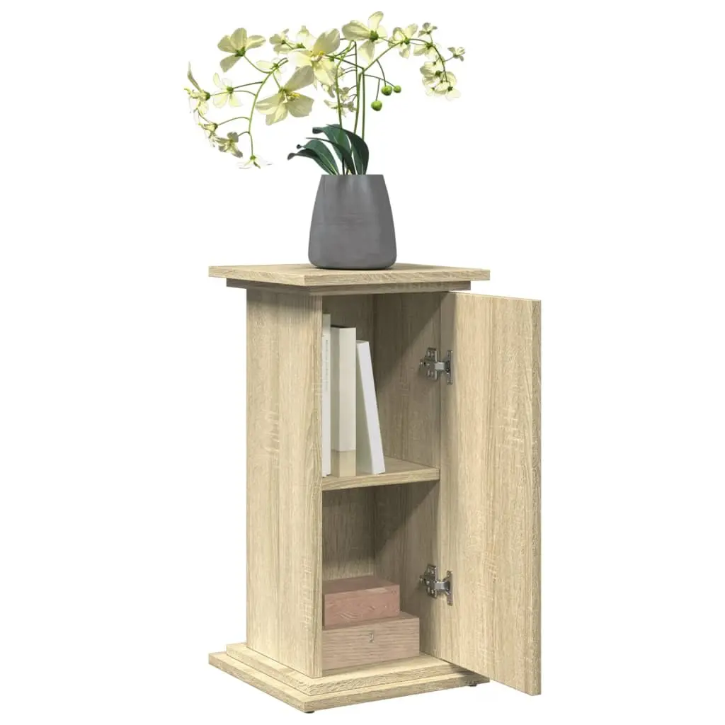 Display Stand with Storage for Home Use Brown Engineered Wood Cabinet Pillar Style