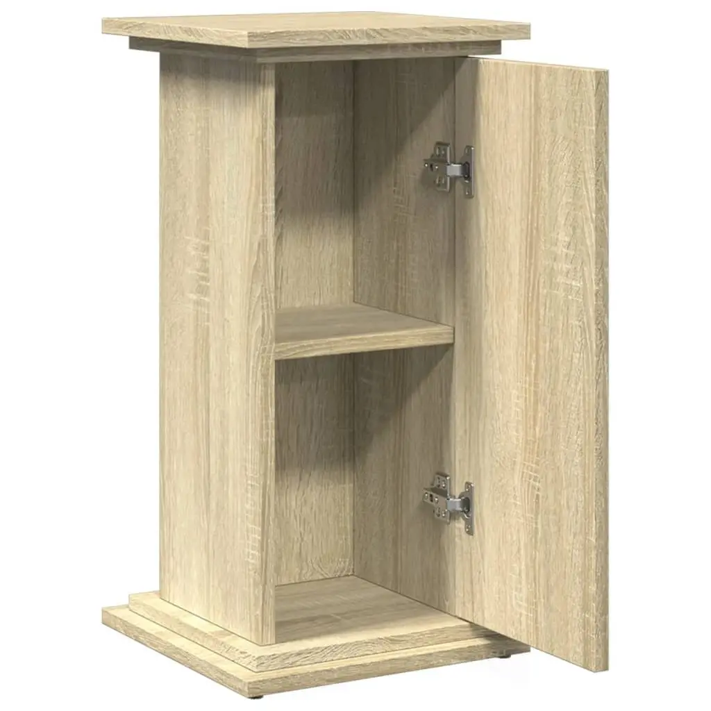 Display Stand with Storage for Home Use Brown Engineered Wood Cabinet Pillar Style