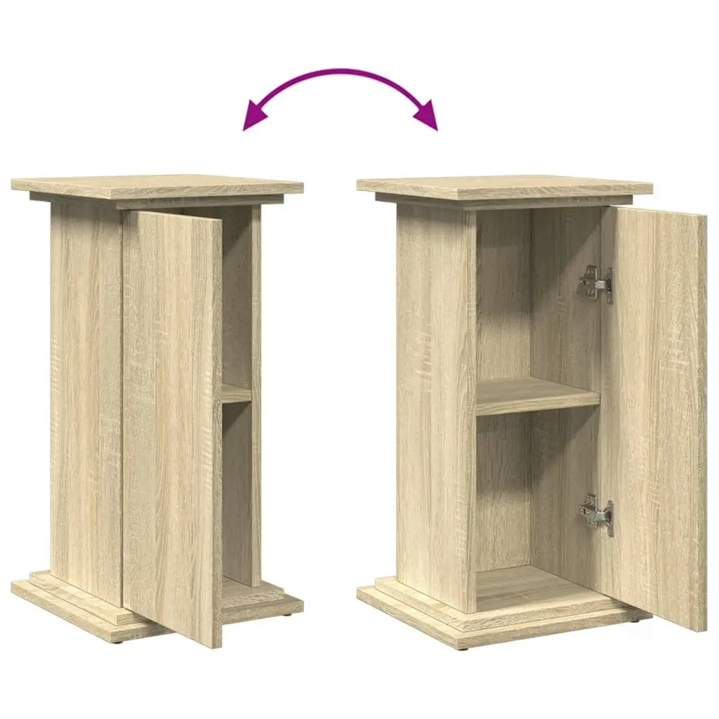 Display Stand with Storage for Home Use Brown Engineered Wood Cabinet Pillar Style