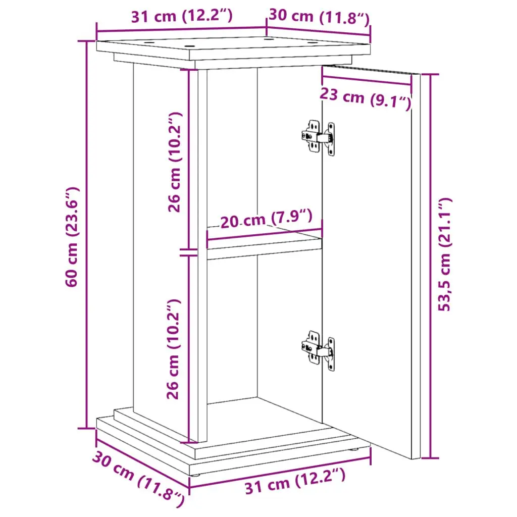 Brown Engineered Wood Two-Tier Display Stand with Cabinet