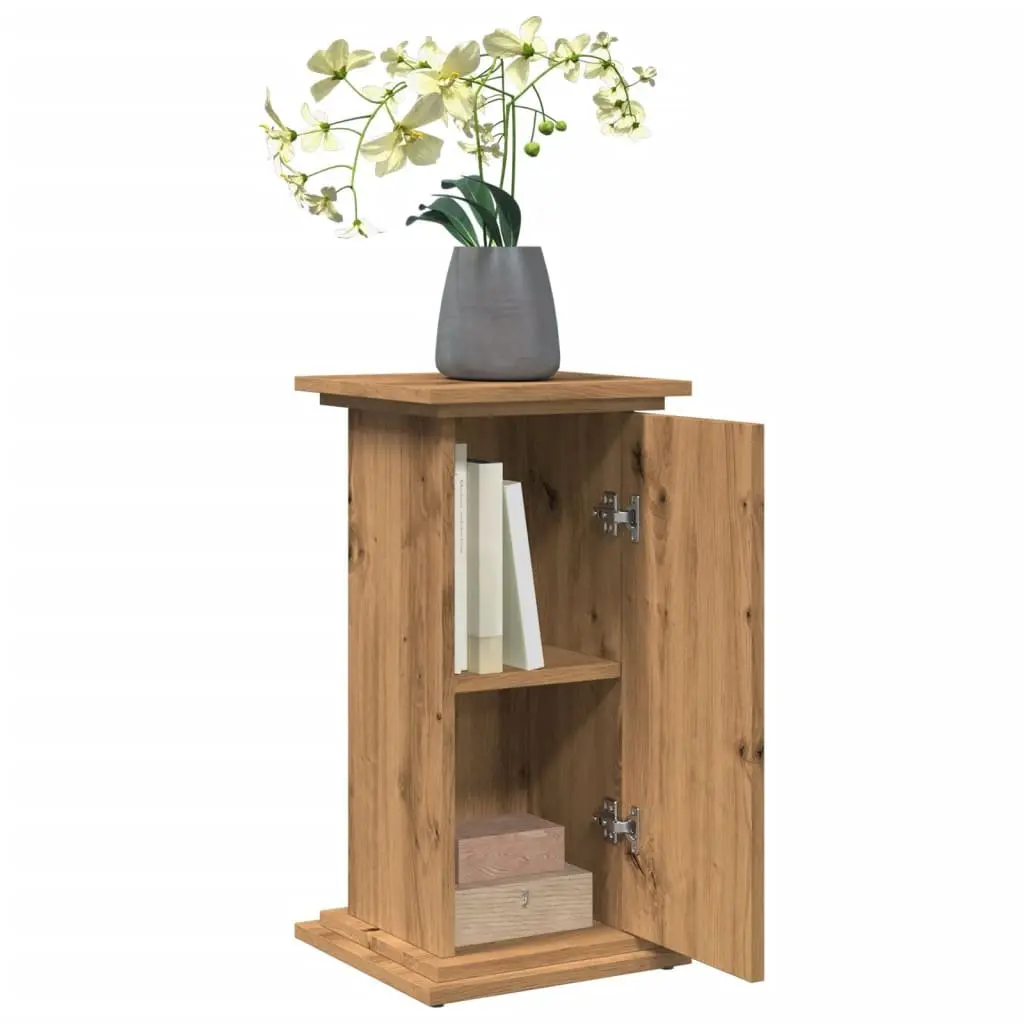 Brown Engineered Wood Two-Tier Display Stand with Cabinet