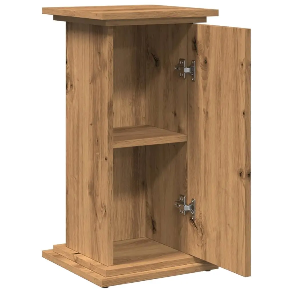 Brown Engineered Wood Two-Tier Display Stand with Cabinet