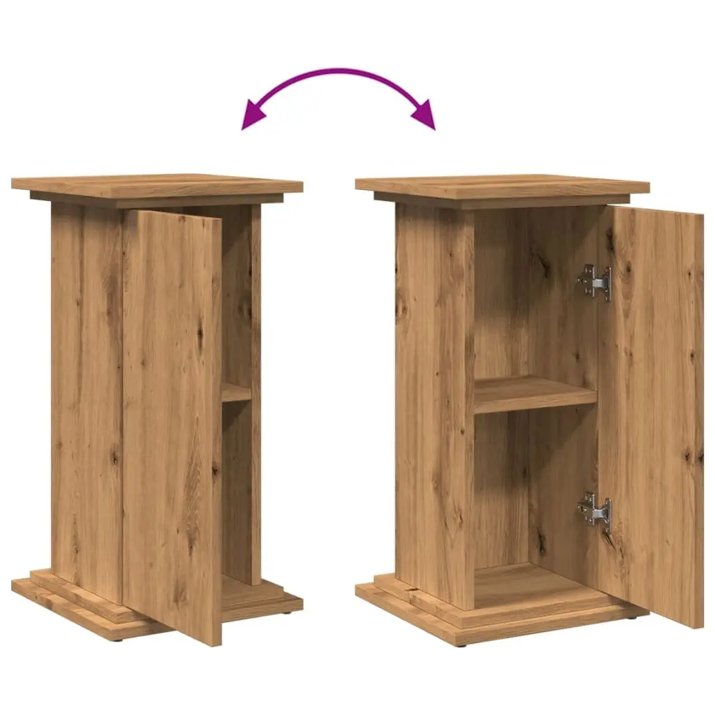 Brown Engineered Wood Two-Tier Display Stand with Cabinet