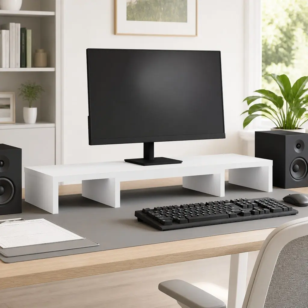 White Adjustable Monitor Stand Riser
