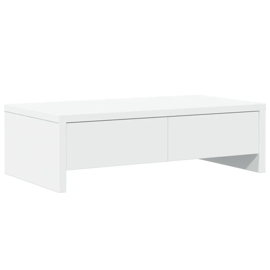 Monitor Stand with Drawers White 50x27x15 cm Engineered Wood Desktop Riser