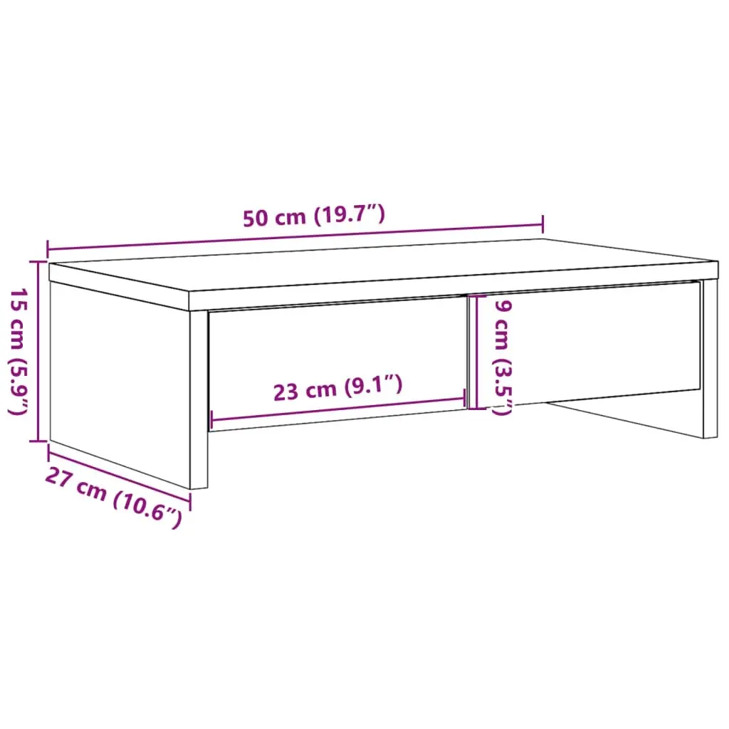 Monitor Stand with Drawers White 50x27x15 cm Engineered Wood Desktop Riser