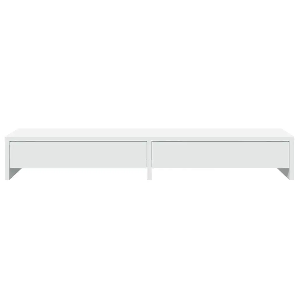 Monitor Stand for Workspace with 2 Drawers White Engineered Wood 100 x 27 x 15 cm