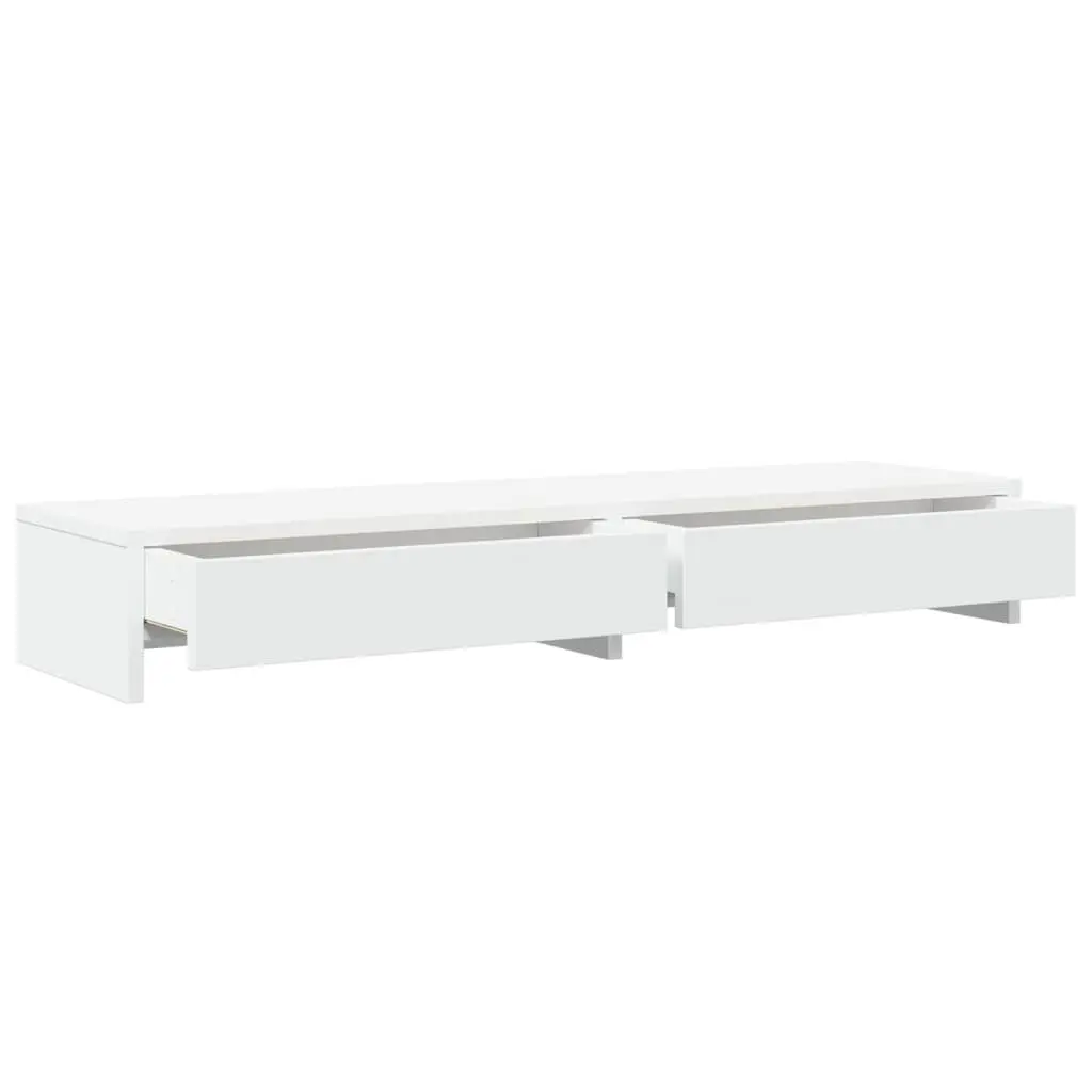 Monitor Stand for Workspace with 2 Drawers White Engineered Wood 100 x 27 x 15 cm