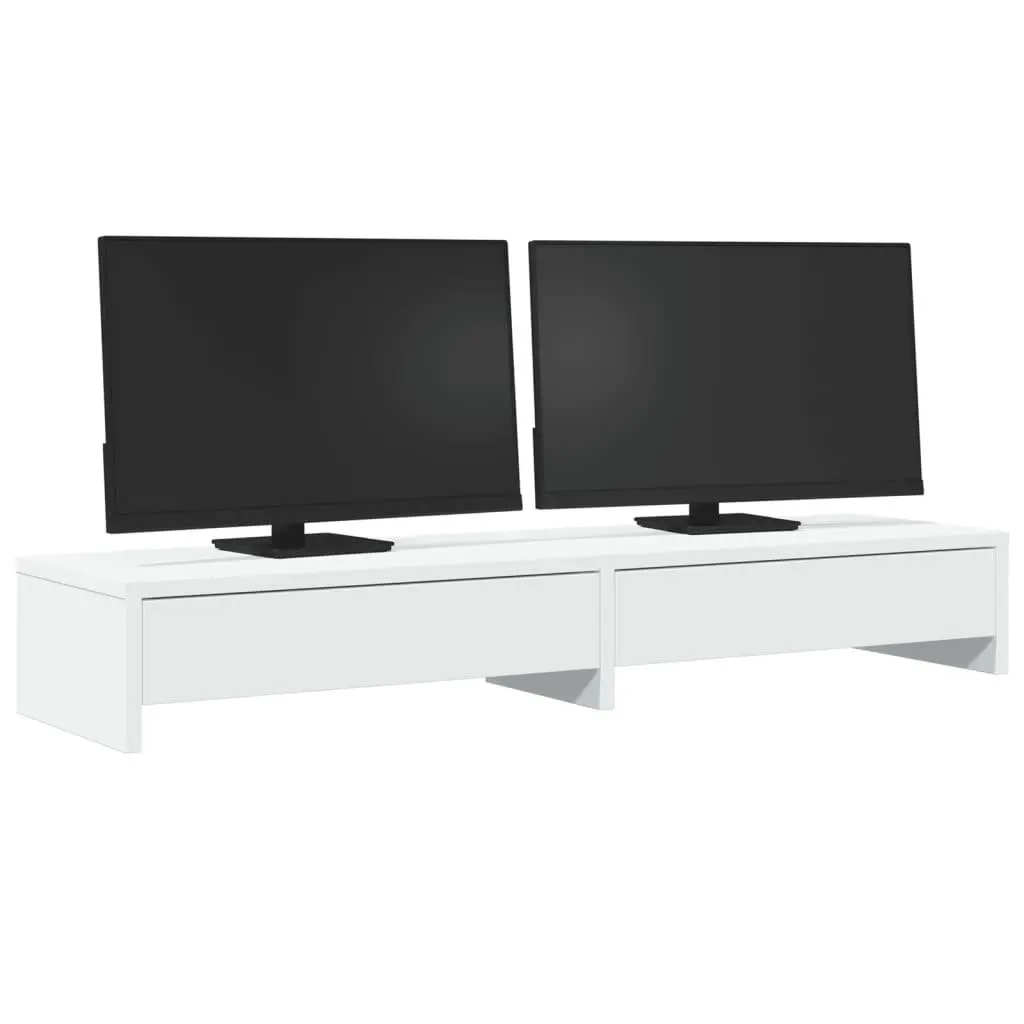 Monitor Stand for Workspace with 2 Drawers White Engineered Wood 100 x 27 x 15 cm
