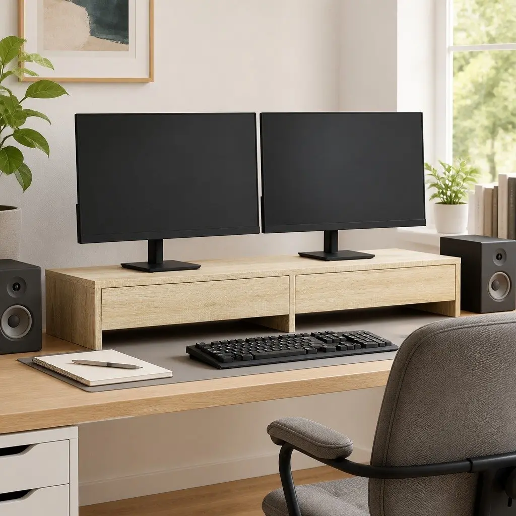 Brown Engineered Wood Monitor Stand
