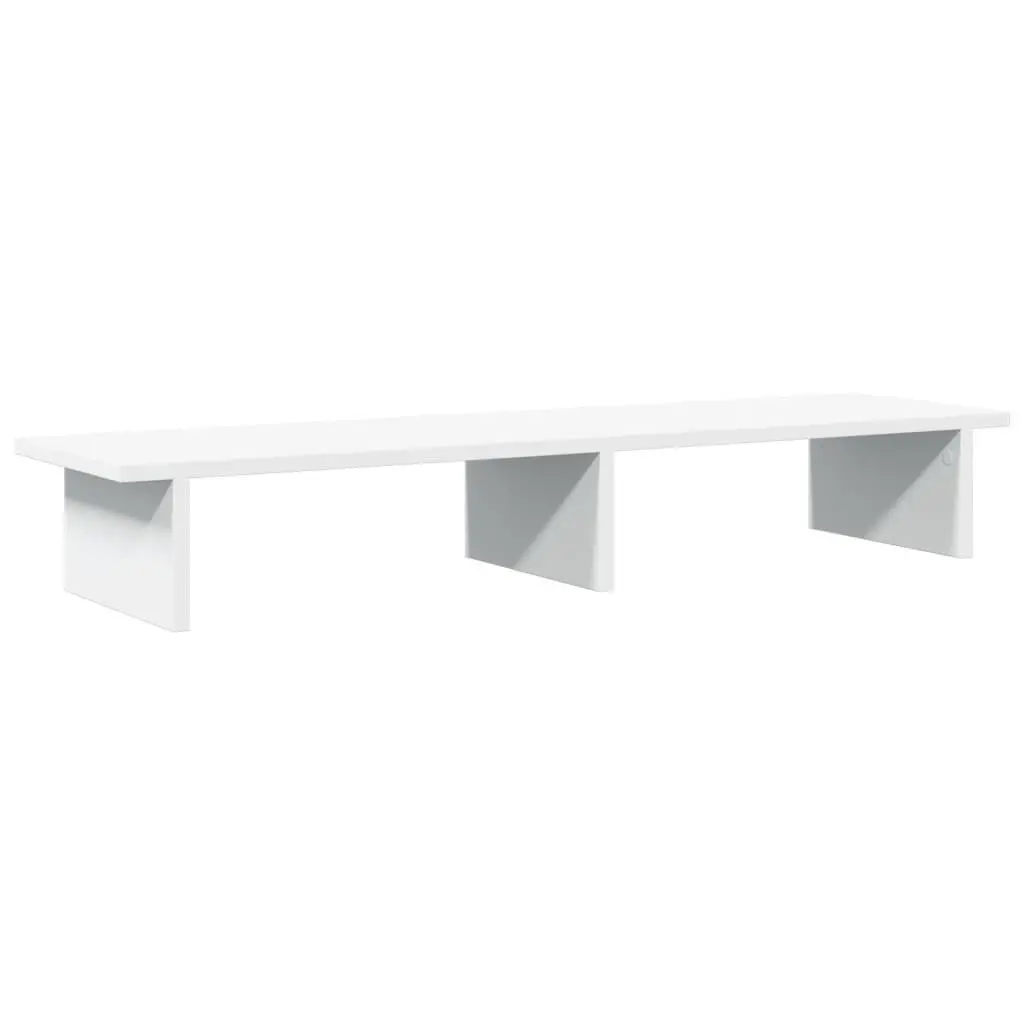 Monitor Stand White Engineered Wood Desk Riser Storage Space Workspace Organizer 100 x 27 x 15 cm