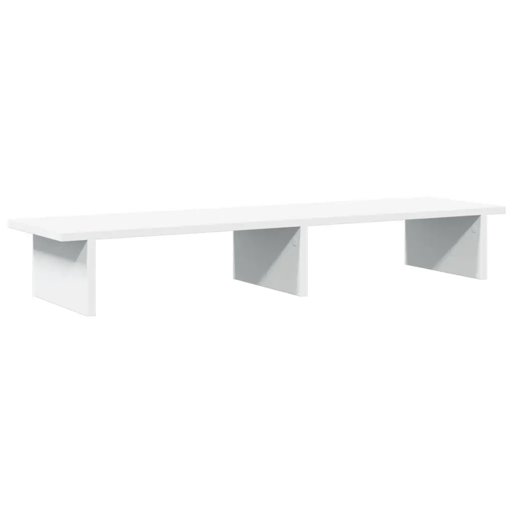 Monitor Stand White Engineered Wood Desk Riser Storage Space Workspace Organizer 100 x 27 x 15 cm